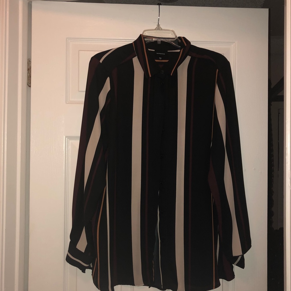 Striped button down blouse